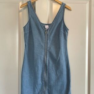 No Boudaries Denim Zip Front Tank Dress